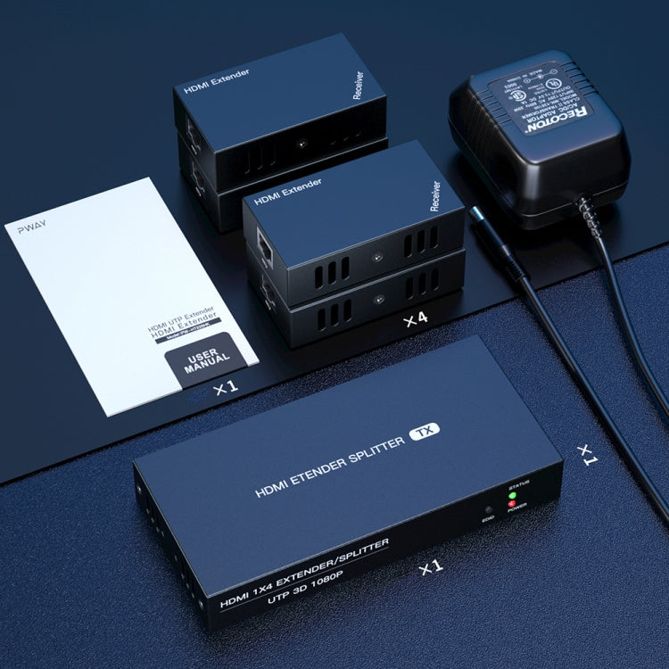 60m 1x4 HDMI Splitter POC Distribution Extender Supports 1080P@60Hz, Plug: US Plug - free shipping - PMC TechLife - Order now!