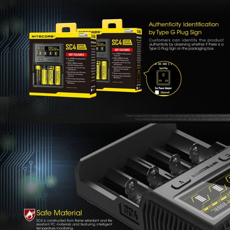 NITECORE 4-Slot Smart LCD Fast Charger, Model: SC4(EU Plug) - Charger & Converter by PMC TechLife | Online Shopping South Africa | PMC TechLife | Buy Now Pay Later Mobicred