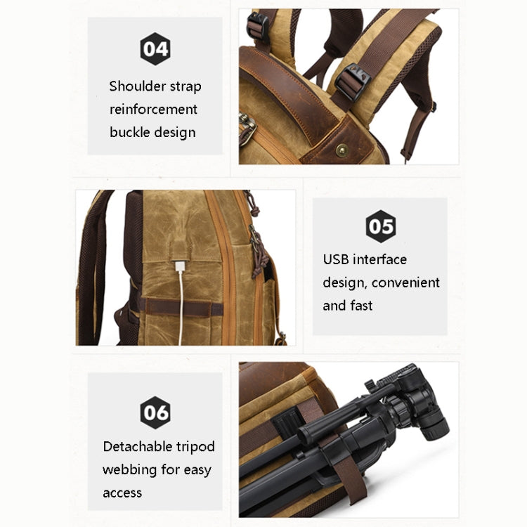 K813 Retro SLR Camera Bag Canvas Shoulder Computer Camera Bag(Soil Yellow) - Backpack by PMC TechLife | Online Shopping South Africa | PMC TechLife | Buy Now Pay Later Mobicred