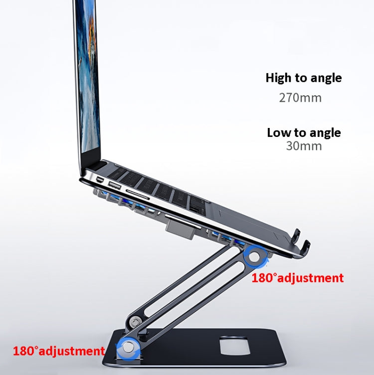 BONERUY P43F Aluminum Alloy Folding Computer Stand Notebook Cooling Stand, Colour: Gray with Type-C Cable - free shipping - PMC Jewellery - Order now!