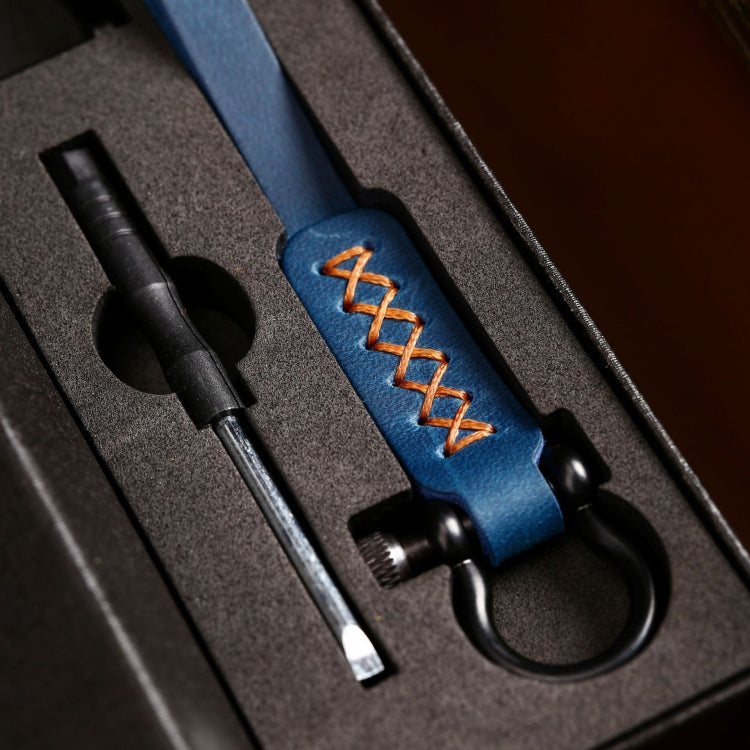 A001 Car Keychain Leather Long Key Rope(Crazy Horse Blue) - Key Rings by PMC TechLife | Online Shopping South Africa | PMC TechLife | Buy Now Pay Later Mobicred
