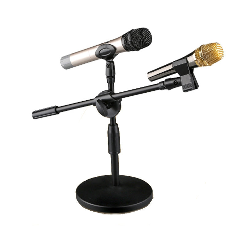 LKT-300 30-65cm Full Metal Disc Base Dual Microphone Stand,Size: 160mm Base - Stand by PMC TechLife | Online Shopping South Africa | PMC TechLife | Buy Now Pay Later Mobicred