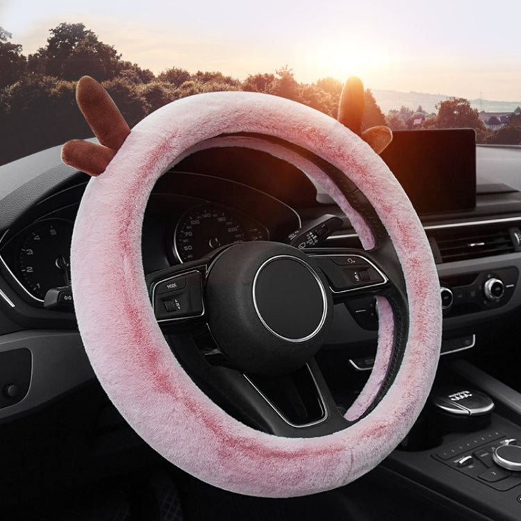 Antler Thick Plush Steering Wheel Cover, Style: O Type (Black) - Steering Wheel Accessories by PMC TechLife | Online Shopping South Africa | PMC TechLife | Buy Now Pay Later Mobicred