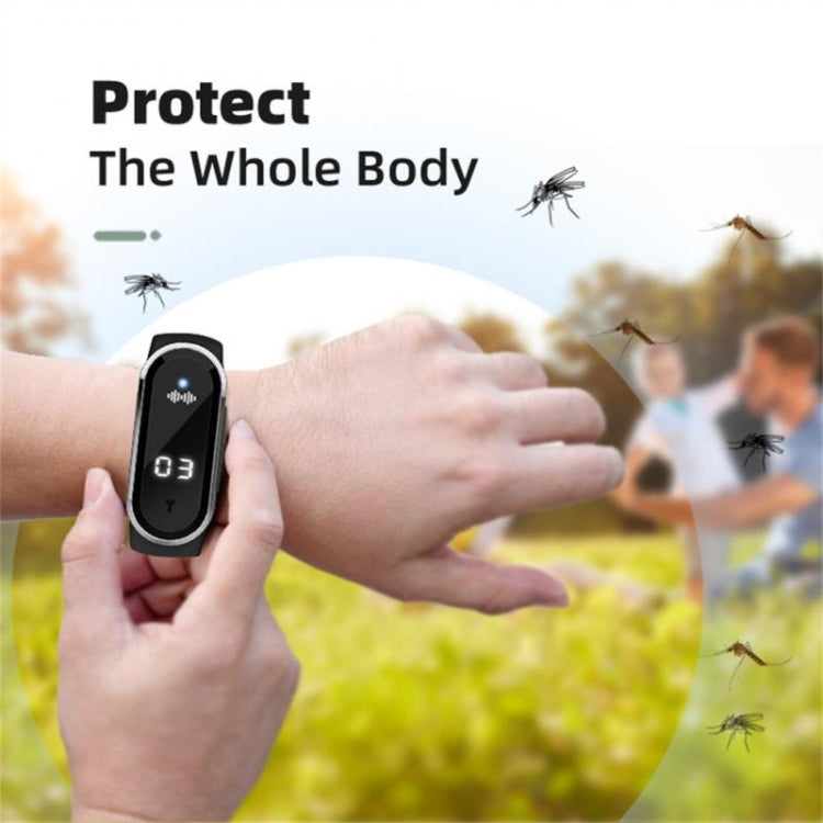 M21 Ultrasonic Mosquito Repellent Bracelet with Step Counter & Clock & Temperature Function(Black) - Repellent Wristband by PMC TechLife | Online Shopping South Africa | PMC TechLife | Buy Now Pay Later Mobicred