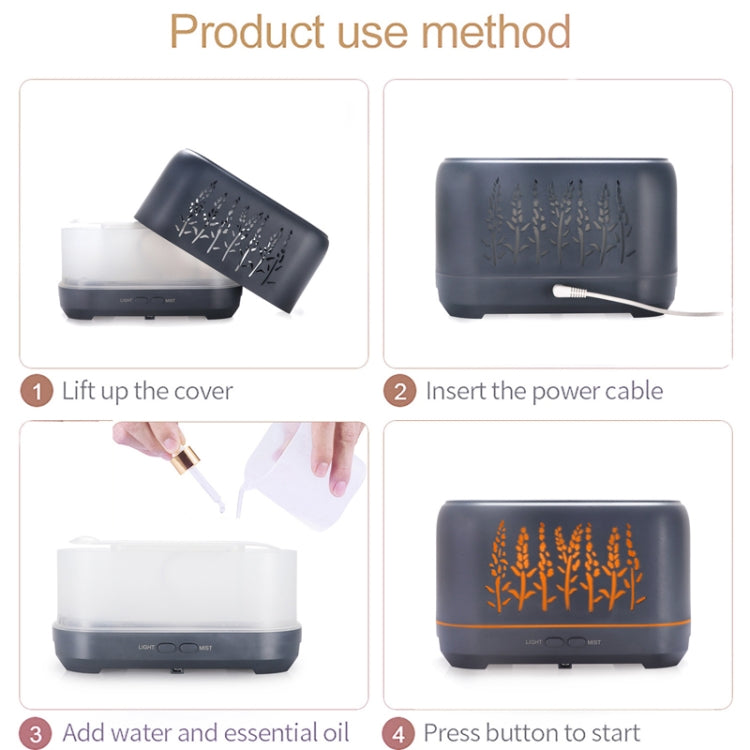 YX-1690 Wood Grain Aroma Diffuser Hollow Flame Humidifier(Shallow Wooden Grain) - free shipping - PMC TechLife - Order now!