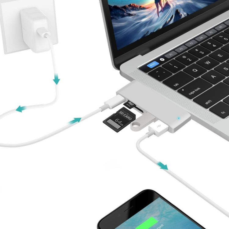 USB-C To HDMI Splitter Docking Station Card Reader, Specification: 5 in 1 Silver - USB HUB by PMC Jewellery | Online Shopping South Africa | PMC Jewellery | Buy Now Pay Later Mobicred