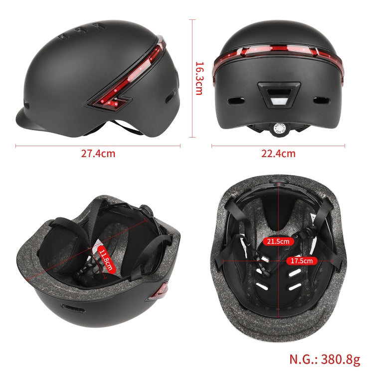 Cycling Helmet Ultralight Bicycle Helmet with Warning Light Remote Control(Black) - Protective Helmet & Masks by PMC TechLife | Online Shopping South Africa | PMC TechLife | Buy Now Pay Later Mobicred