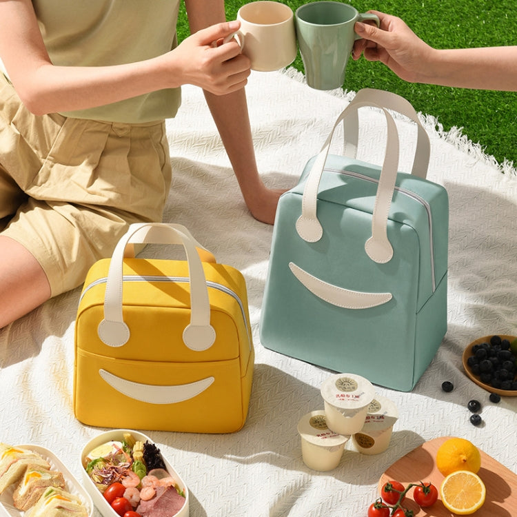 Smile Lunch Bag with Leather Handles, Size: L (Green) - Lunch Bags by PMC TechLife | Online Shopping South Africa | PMC TechLife | Buy Now Pay Later Mobicred