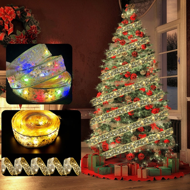 Christmas LED Lights Bronzing Double Ribbon String Lights, Specification: 4m(Silver Warm Light) - Decoration Lamps by PMC TechLife | Online Shopping South Africa | PMC TechLife