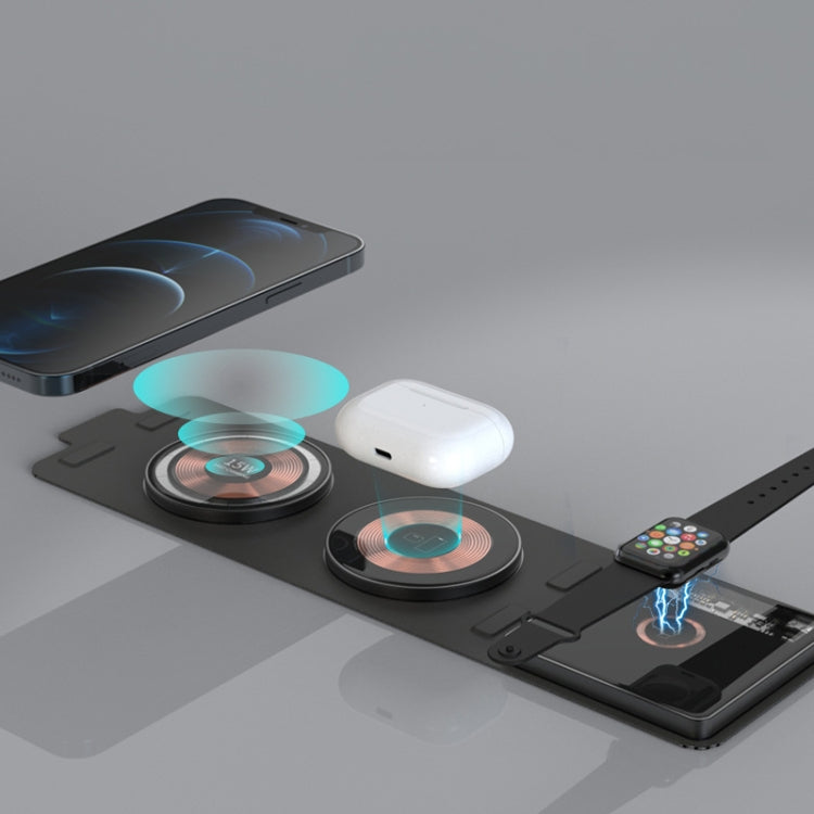 T01 15W 3 in 1 Wireless Charger Foldable Clear Glass Portable Fast Charger - free shipping - PMC Jewellery - Order now!