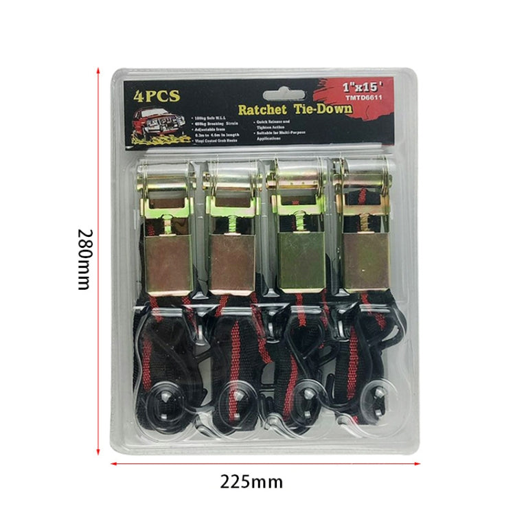 4PCS 15 Inch Tensioner Ratchet Strap Car Ratchet Thread Tensioner(Black) - Towing Bars by PMC TechLife | Online Shopping South Africa | PMC TechLife | Buy Now Pay Later Mobicred