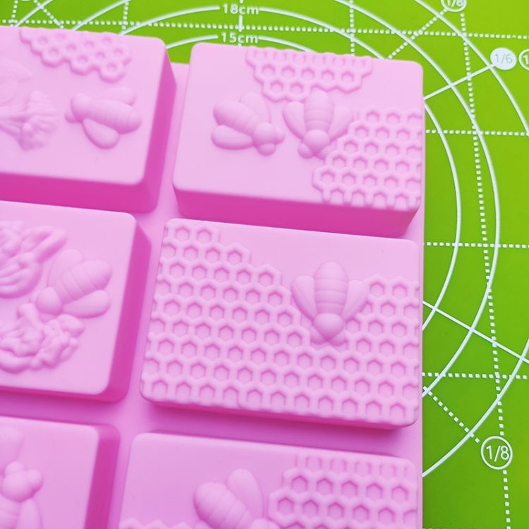 6 Grid Square Honeycomb Ice Cube Cake Mould Square Handmade Soap Mould(Pink) - Food Molds by PMC TechLife | Online Shopping South Africa | PMC TechLife