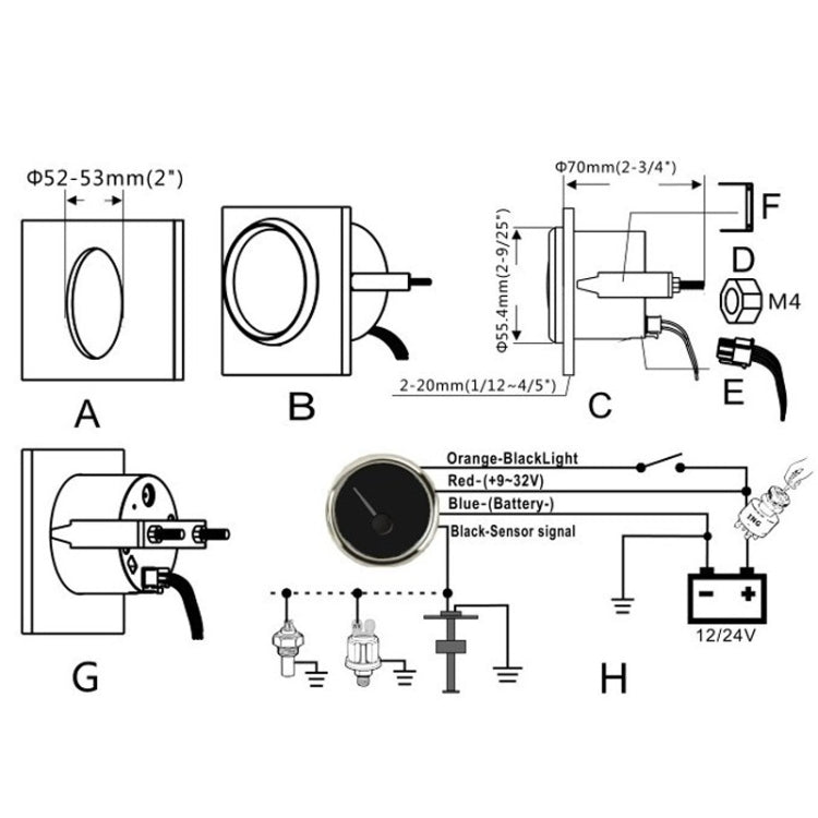 PMW2 DN52mm Car Truck RV Conversion Water Tank Water Level Table(BN) - Clocks & Car Meters by PMC TechLife | Online Shopping South Africa | PMC TechLife