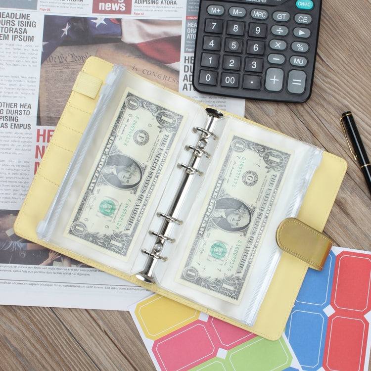 A6 Dazzling Color Loose-leaf Handbook Laser Macaroon PU Cash Budget Book(Bright Yellow) - Notebooks by PMc TechLife | Online Shopping South Africa | PMc TechLife | Buy Now Pay Later Mobicred