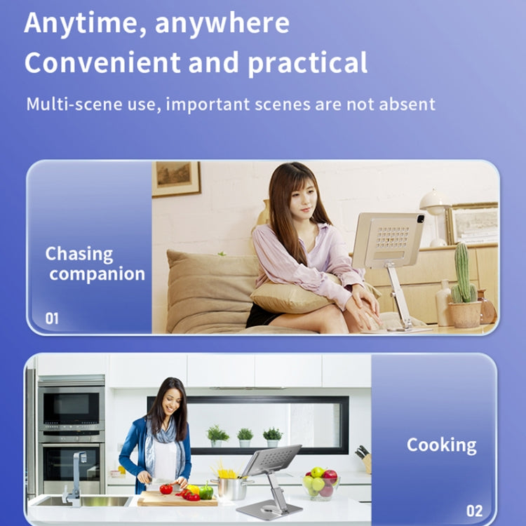 JUNDNE H06 Desktop Folding Phone Stand Portable Telescopic Rotary Tablet Stand(Silver) - free shipping - PMC Jewellery - Order now!