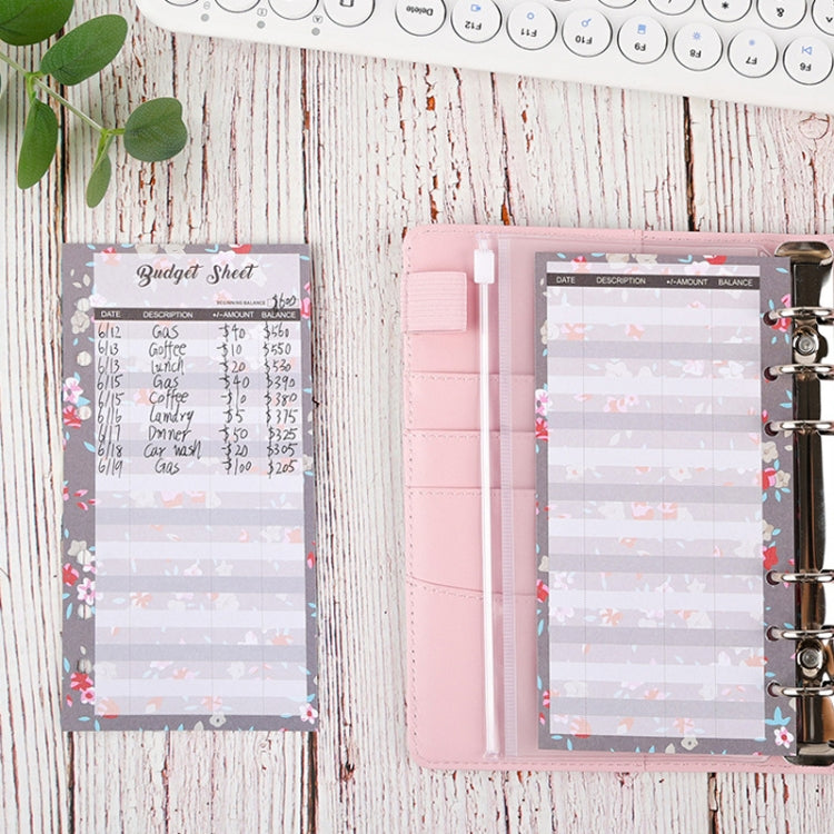 60 Sheets Cash Budget Card Loose-leaf Bookkeeping Replacement Core(Small Floral) - Notebooks by PMC TechLife | Online Shopping South Africa | PMC TechLife