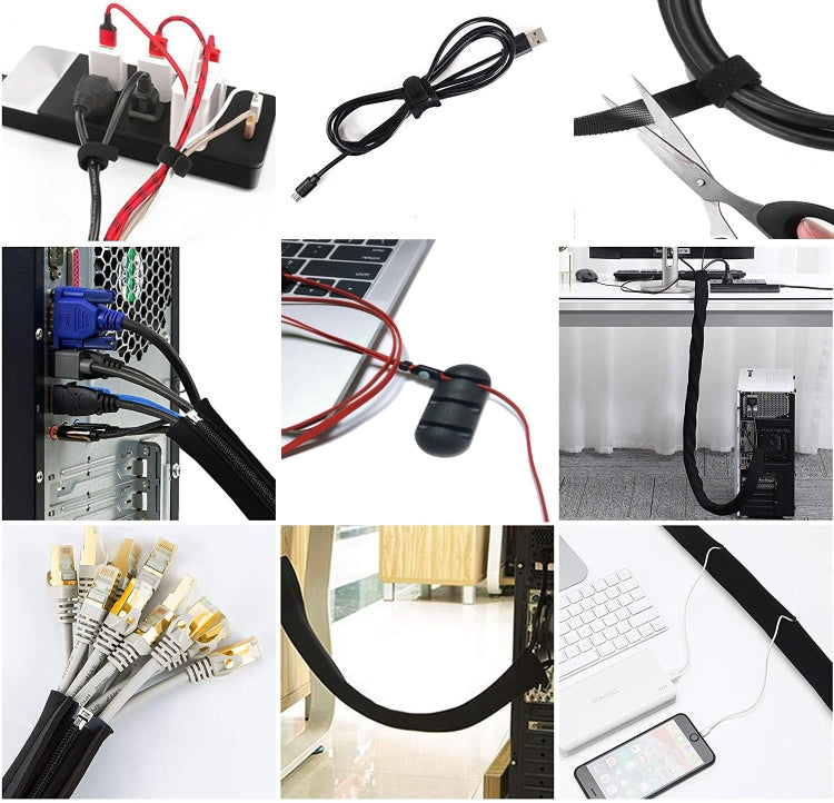 5 In 1 Cord Management Organizer Kit Cable Sleeve With Zipper Cable Clip - Cable Organizer by PMC Jewellery | Online Shopping South Africa | PMC Jewellery | Buy Now Pay Later Mobicred