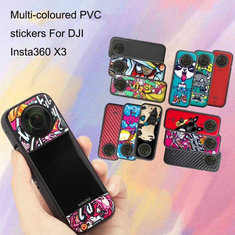Sunnylife IST-TZ485 For DJI Insta360 X3 Panoramic Camera PVC Protection Scraper Film Stickers(Graffiti+Carbon Pattern Black) - Protective Film & Stickers by Sunnylife | Online Shopping South Africa | PMC TechLife | Buy Now Pay Later Mobicred
