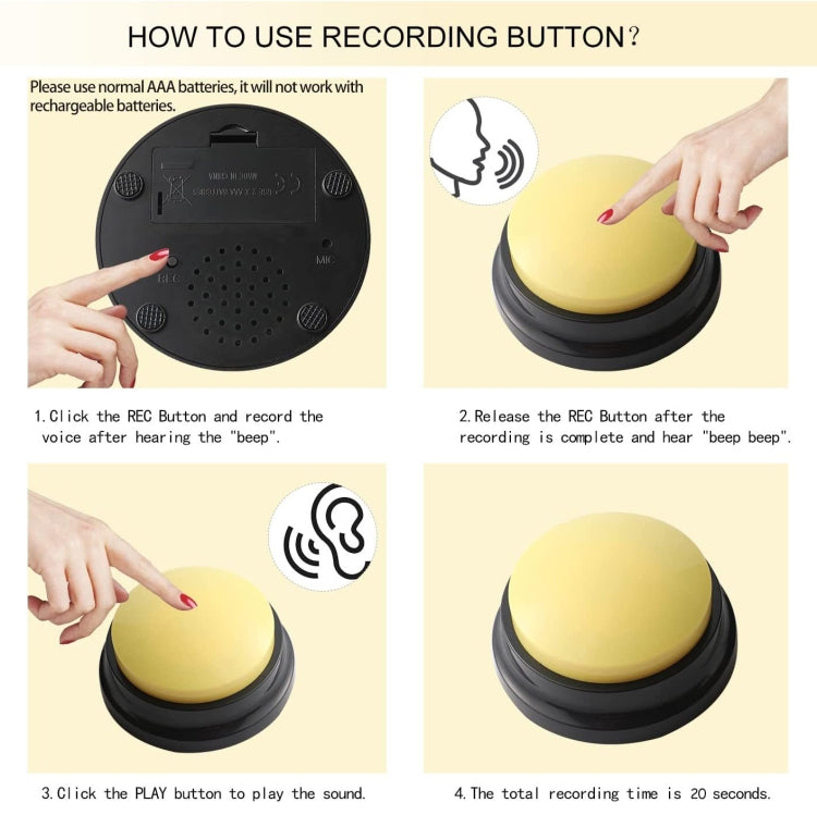 Pet Communication Button Dog Vocal Box Recording Vocalizer, Style: Recording Model(Yellow) - Training Aids by PMC TechLife | Online Shopping South Africa | PMC TechLife | Buy Now Pay Later Mobicred