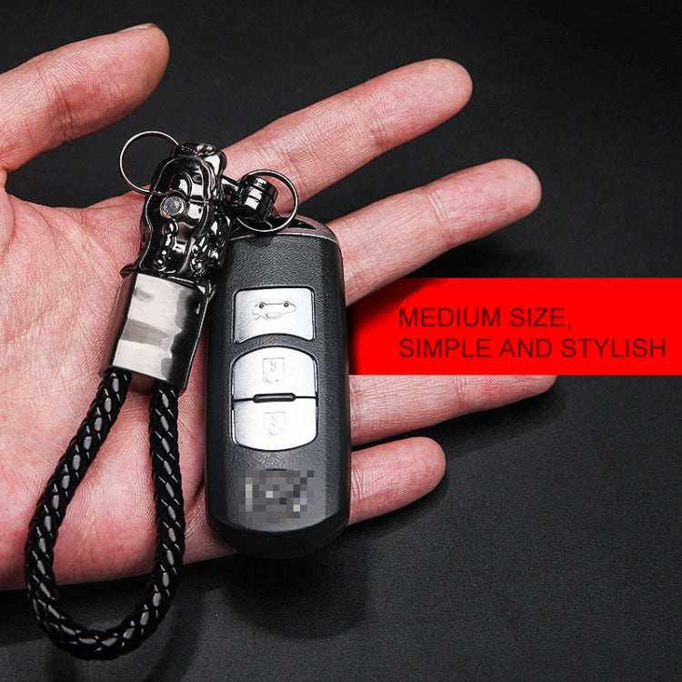 Braided Leather Rope Brave Troops Keychain With LED Light Metal Pendant(White+Gray Rope) - Key Rings by PMC Jewellery | Online Shopping South Africa | PMC Jewellery | Buy Now Pay Later Mobicred