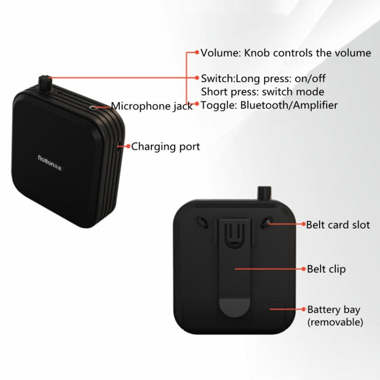 Rolton K600 7.4V Bluetooth Wireless Audio Speaker Megaphone Voice Amplifier With Transmitter(Black) - Microphone by PMC Jewellery | Online Shopping South Africa | PMC Jewellery | Buy Now Pay Later Mobicred
