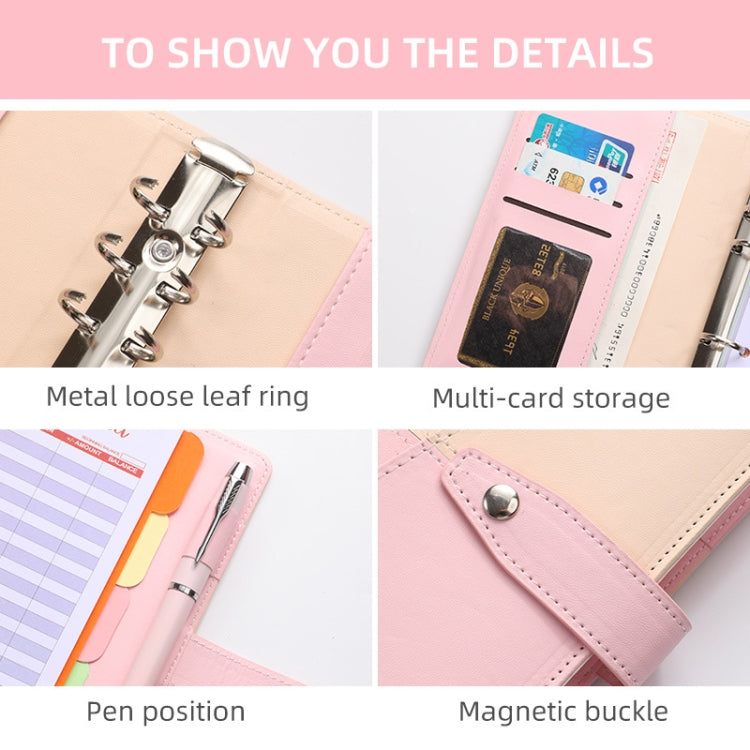 A6 YMX-012 PU Leather Budget Binder Notebook Macaron Color Matching Handbook(Pink+Blue) - Notebooks by PMc TechLife | Online Shopping South Africa | PMc TechLife | Buy Now Pay Later Mobicred