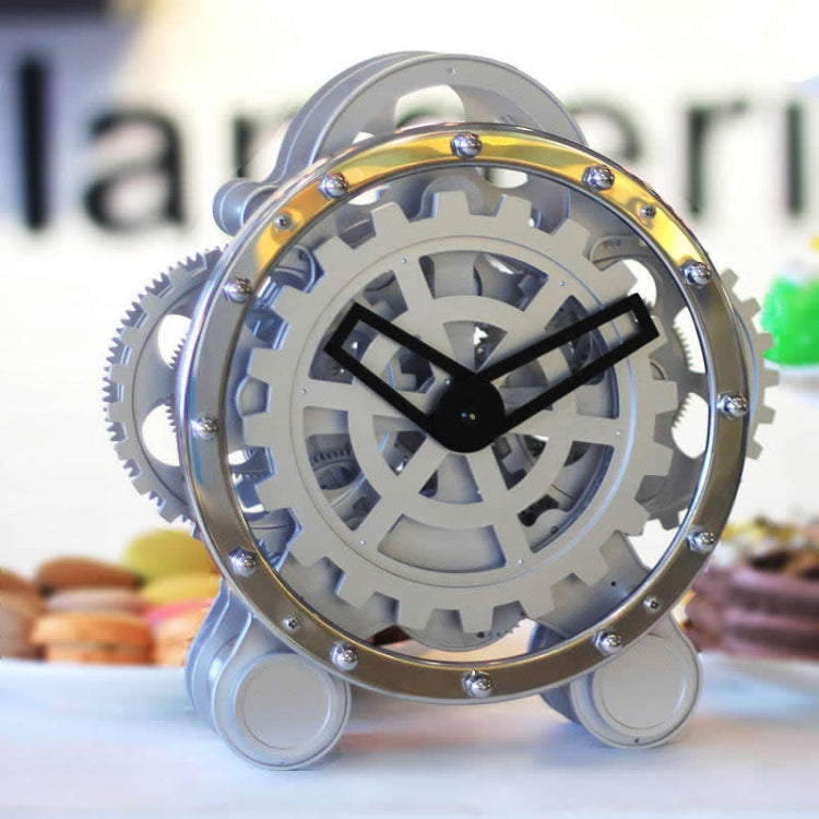 HY-G001 Rotating Double Gear Living Room Stainless Steel Decorative Clock(Silver) - Novelty Clock by PMc TechLife | Online Shopping South Africa | PMc TechLife | Buy Now Pay Later Mobicred