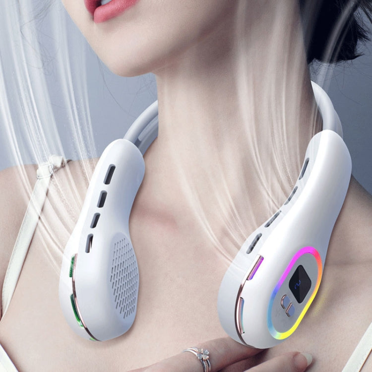 S57 Outdoor Sports RGB Hanging Neck Fan Folding Portable Mini Bladeless USB Fan(Element White) - Electric Fans by PMC TechLife | Online Shopping South Africa | PMC TechLife | Buy Now Pay Later Mobicred