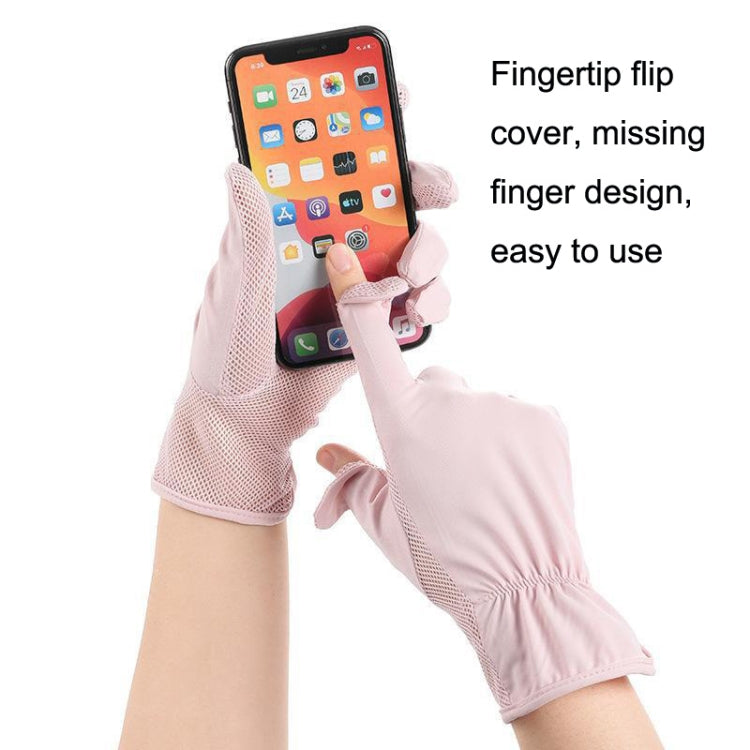1pair Summer Sunscreen Breathable Thin Anti-ultraviolet Finger Fishing Ice Silk Gloves Free Size(Smoke Gray) - free shipping - PMC TechLife - Order now!