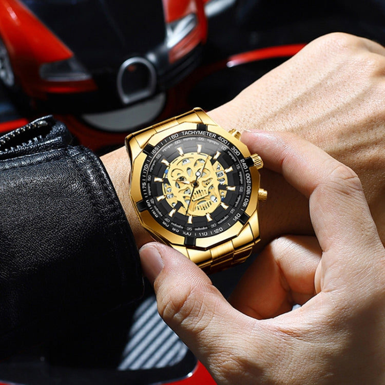 BINBOND S034 30M Waterproof Quartz Watch Skull Skeleton Luminous Watch(White Steel White) - free shipping - PMC TechLife - Order now!