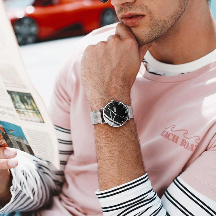 BINBOND B3820 30M Waterproof Ultra-thin Quartz Luminous Starry Watch, Color: Black Net-Black-Starry - free shipping - PMC TechLife - Order now!