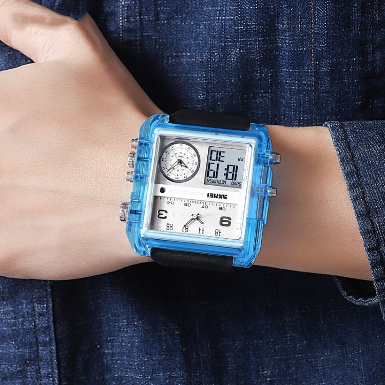 SKMEI 2020 Square Large Dial Triple Movement Men Sports Watch(Transparent White) - free shipping - PMC TechLife - Order now!