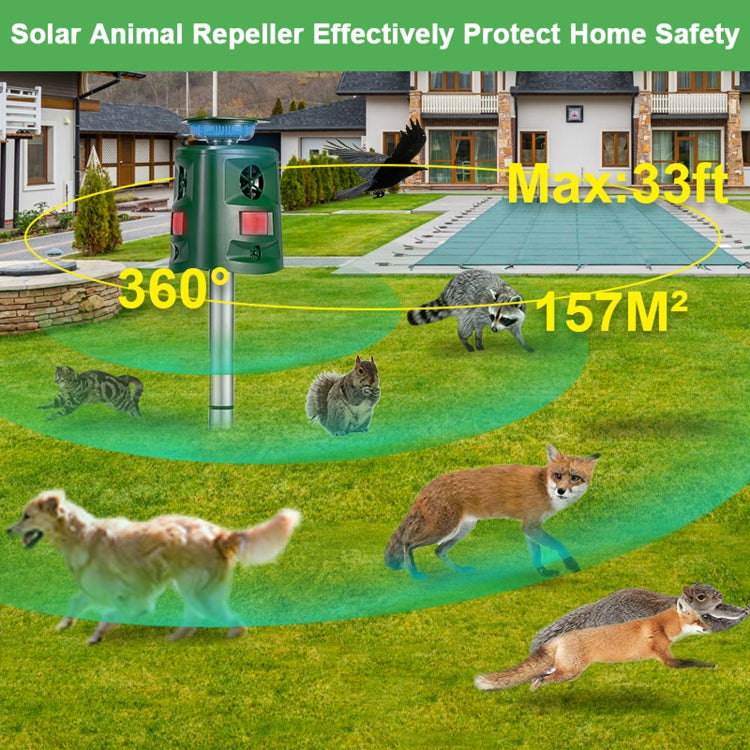 SK698 Solar Powered Animal Repeller 360 Degree Strobe Light Bird Repeller Ultrasonic Rat Repeller(Green) - Outdoor Insect Repellent by PMC TechLife | Online Shopping South Africa | PMC TechLife | Buy Now Pay Later Mobicred