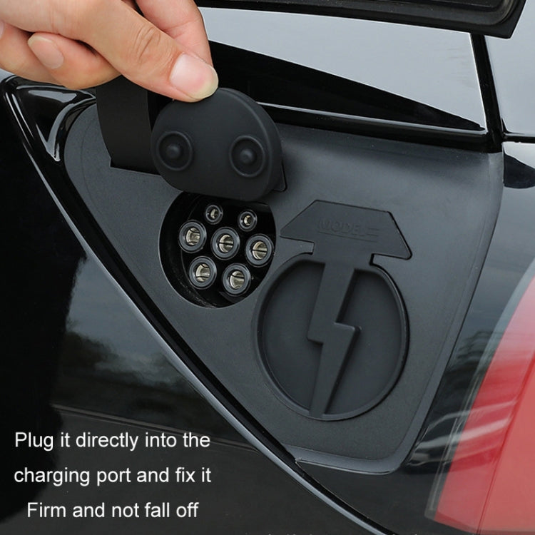 For Tesla Model3/Y 2pcs Charging Port Silicone Dustproof Waterproof Cover, Color: Conjoined Black - Waterproof Covers by PMC TechLife | Online Shopping South Africa | PMC TechLife