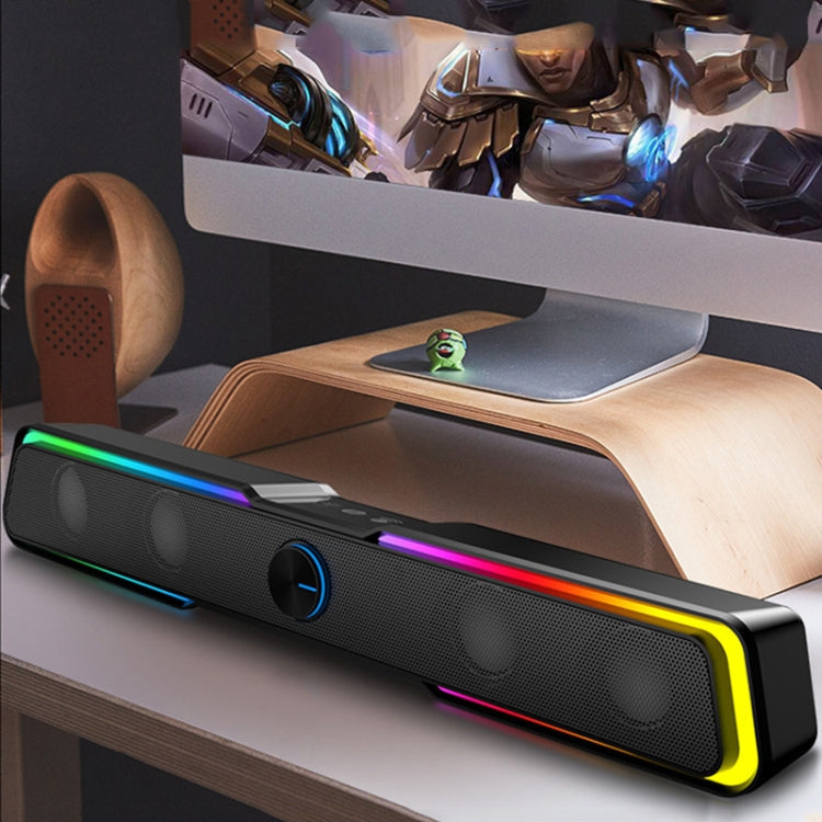 Wired Version DHE6002S RGB Lights HiFi Sound Effect Computer Audio Desktop Long Strip Speakers - by PMC Jewellery | Online Shopping South Africa | PMC Jewellery | Buy Now Pay Later Mobicred