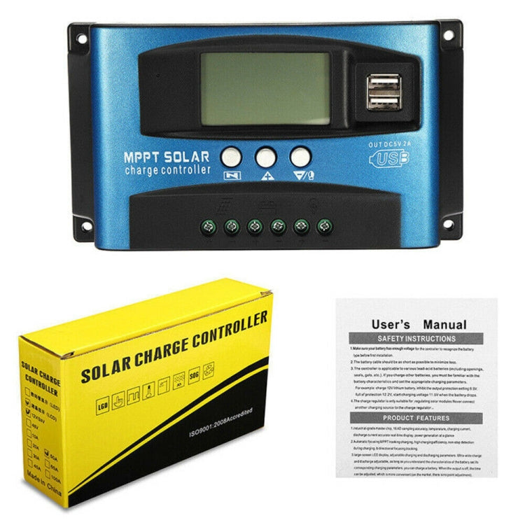 YCX-003 30-100A Solar Charging Controller with LED Screen & Dual USB Port Smart MPPT Charger, Model: 12/24V 100A - Others by PMC TechLife | Online Shopping South Africa | PMC TechLife