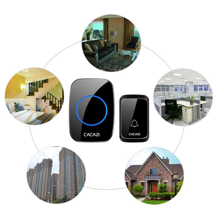 CACAZI A06-DC 1 to 2 Battery Smart Home Wireless Waterproof Doorbell(White) - Wireless Doorbell by CACAZI | Online Shopping South Africa | PMC TechLife | Buy Now Pay Later Mobicred