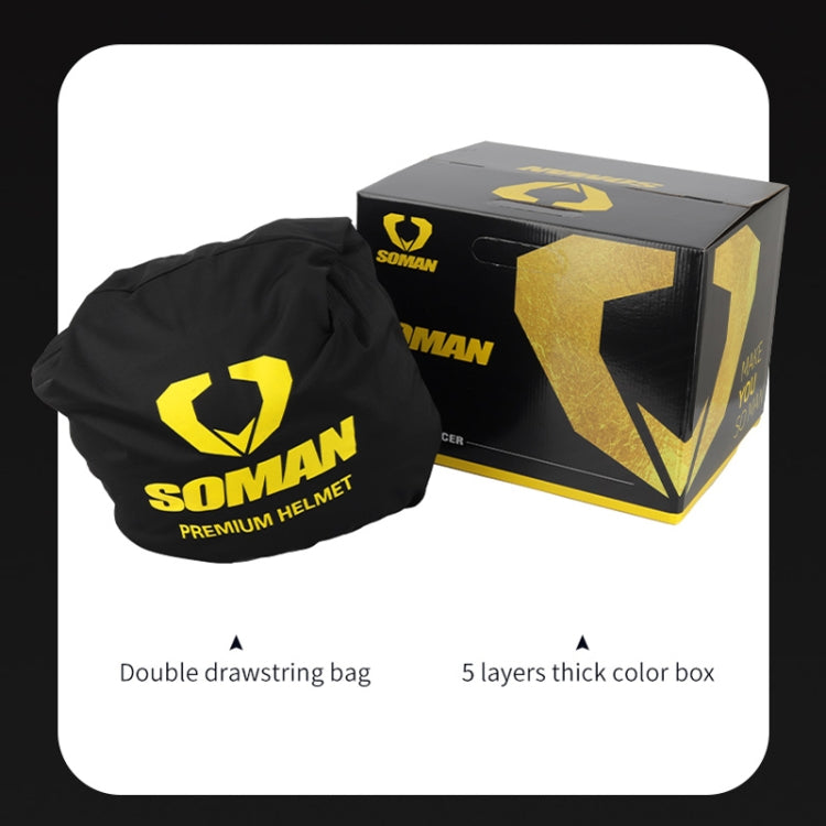 SOMAN Racing Motorcycle Double Lens Riding Safety Helmet, Size: XL(Matt Black) - free shipping - PMC TechLife - Order now!