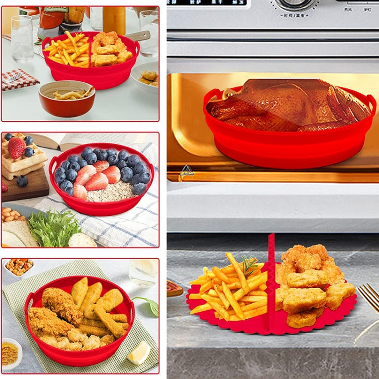 Round 2 Layer Air Fryer Silicone Basket Reusable Foldabl Air Fryer Mold Liner Tray(Gray) - Baking mat & Bakewares by PMC TechLife | Online Shopping South Africa | PMC TechLife