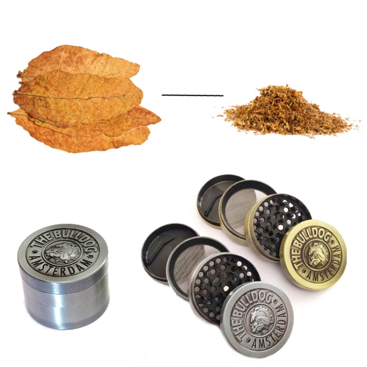 50mm Bulldog Grinder Tobacco Herb Zinc Alloy Grinders, Spec: 4 -layer Ancient Silver - free shipping - PMC TechLife - Order now!
