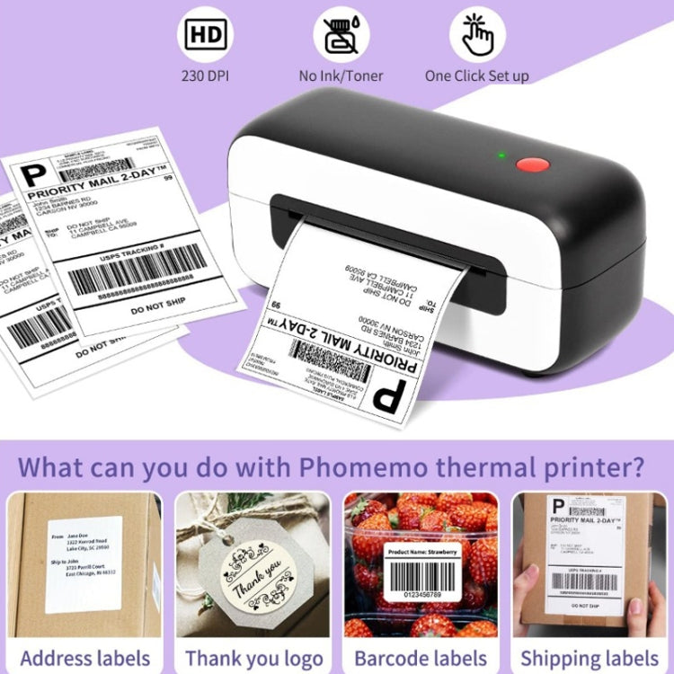 Phomemo PM246S Address Label Printer Thermal Paper Express E-Manifest Printer, Size: US(Black White) - free shipping - PMC TechLife - Order now!