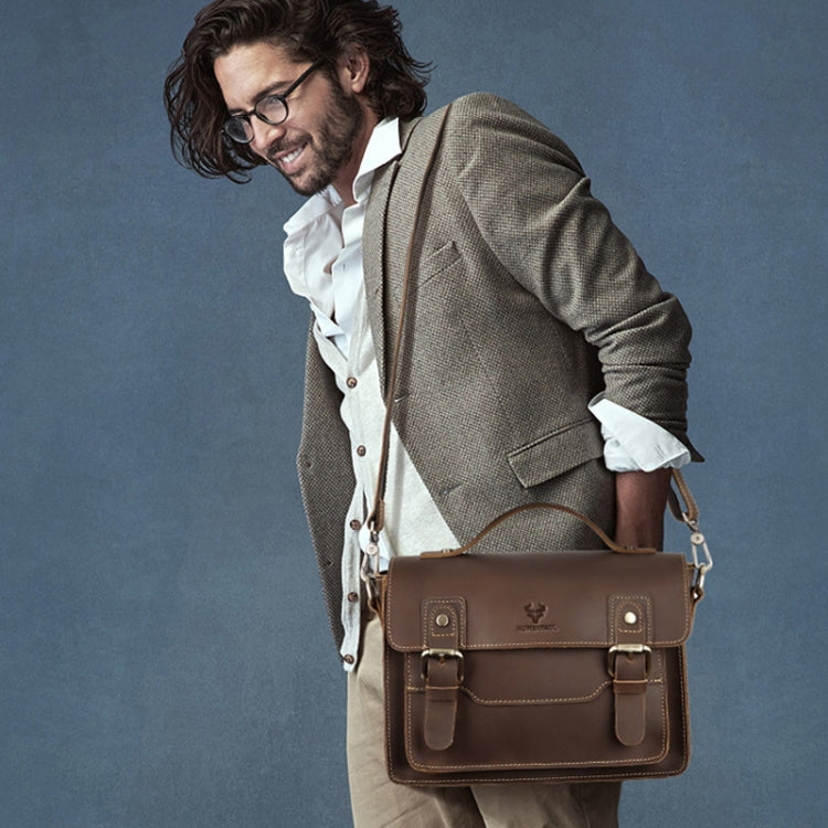 HUMERPAUL Leather Crossbody Bag Men Retro Shoulder Bag Commuter Men Small Square Bag(Coffee) - free shipping - PMC TechLife - Order now!