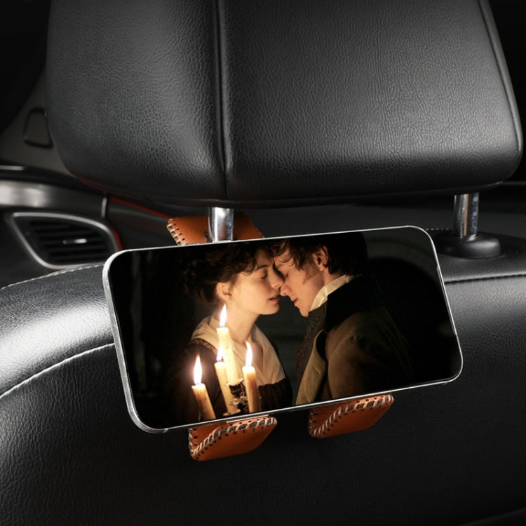 Car Double Hook Stainless Steel Rear Headrest Mobile Phone Holder(Black) - Auto Fastener & Clips by PMC TechLife | Online Shopping South Africa | PMC TechLife | Buy Now Pay Later Mobicred