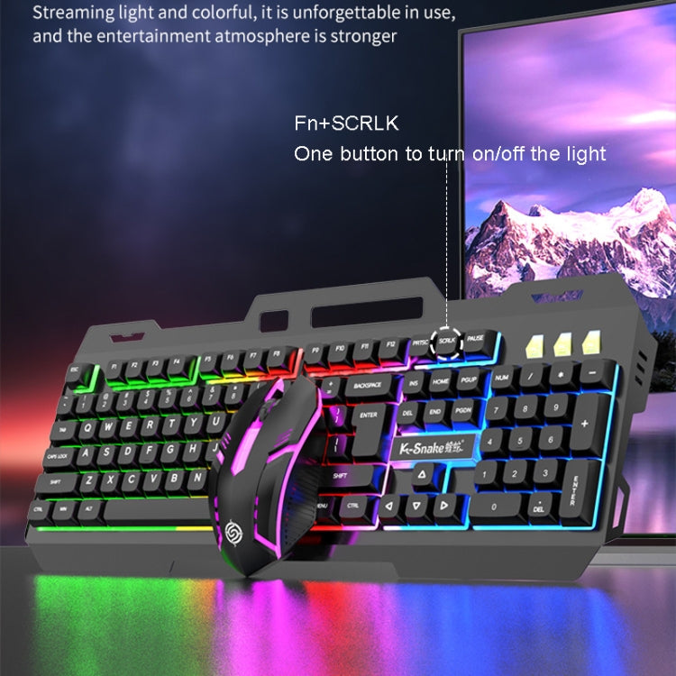 K-Snake Mechanical Feel Keyboard Mouse Kit USB Wired 104 Keycaps Computer Keyboard, Style: Keyboard+Mouse (White) - free shipping - PMC Jewellery - Order now!