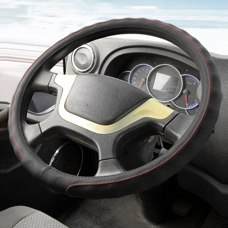 40cm Leather Truck Steering Wheel Cover(Black Red Line) - Steering Wheel Accessories by PMC TechLife | Online Shopping South Africa | PMC TechLife | Buy Now Pay Later Mobicred