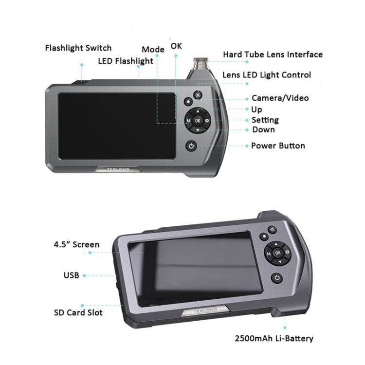 TESLONG NTS450A 4.5-inch Screen Industrial Handheld Endoscope with Light, Speci: 3.9mm Lens-1m - free shipping - PMC TechLife - Order now!