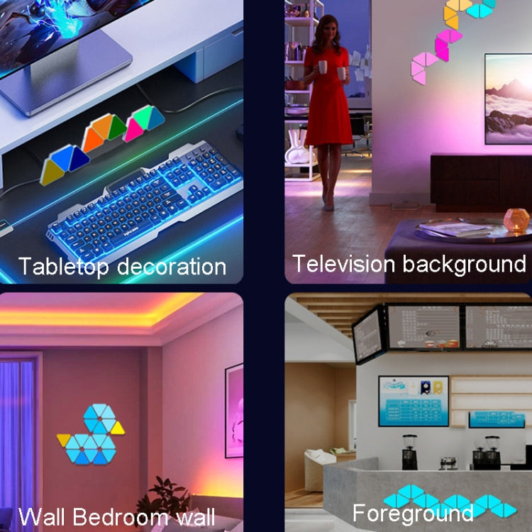 10pcs /Set Triangle Splicing Intelligent Sound Control Quantum Light Atmosphere Lighting With Remote Control, US Plug(WiFi Model) - Novelty Lighting by PMC TechLife | Online Shopping South Africa | PMC TechLife | Buy Now Pay Later Mobicred