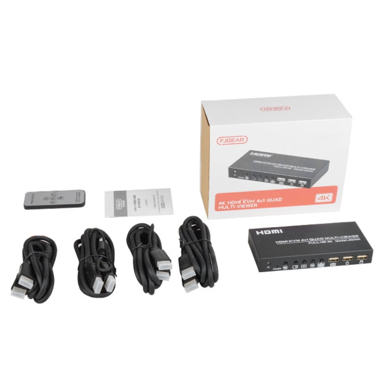 FJGEAR FJ-401HK 4 Ports HDMI KVM Video Splitter With IR Remote Controller - free shipping - PMC Jewellery - Order now!