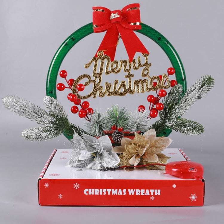 Christmas Wreath Timing Lighting Lights Door Decorations Pine Needle Ornaments Showcase(Golden Flower) - Christmas Decoration Lamps by PMc TechLife | Online Shopping South Africa | PMc TechLife | Buy Now Pay Later Mobicred