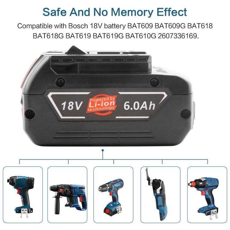 6000mAh 18V Electric Tool Battery Electrical Drilling Spare Battery, For Bosch BSH180 / CAG180-01 / CCS180 / CCS180B / CCS180K - Electric Saws & Accessories by PMc TechLife | Online Shopping South Africa | PMc TechLife | Buy Now Pay Later Mobicred